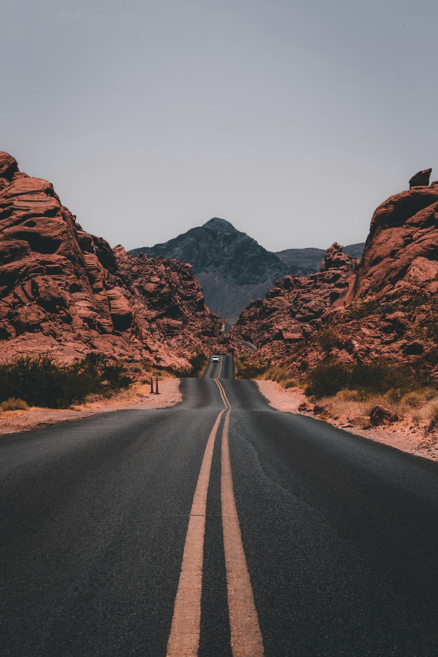 Road passing through a red rock landscape